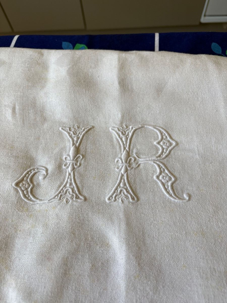 Service de table, ancien monogrammés, J. R. Époque 1950.-photo-2