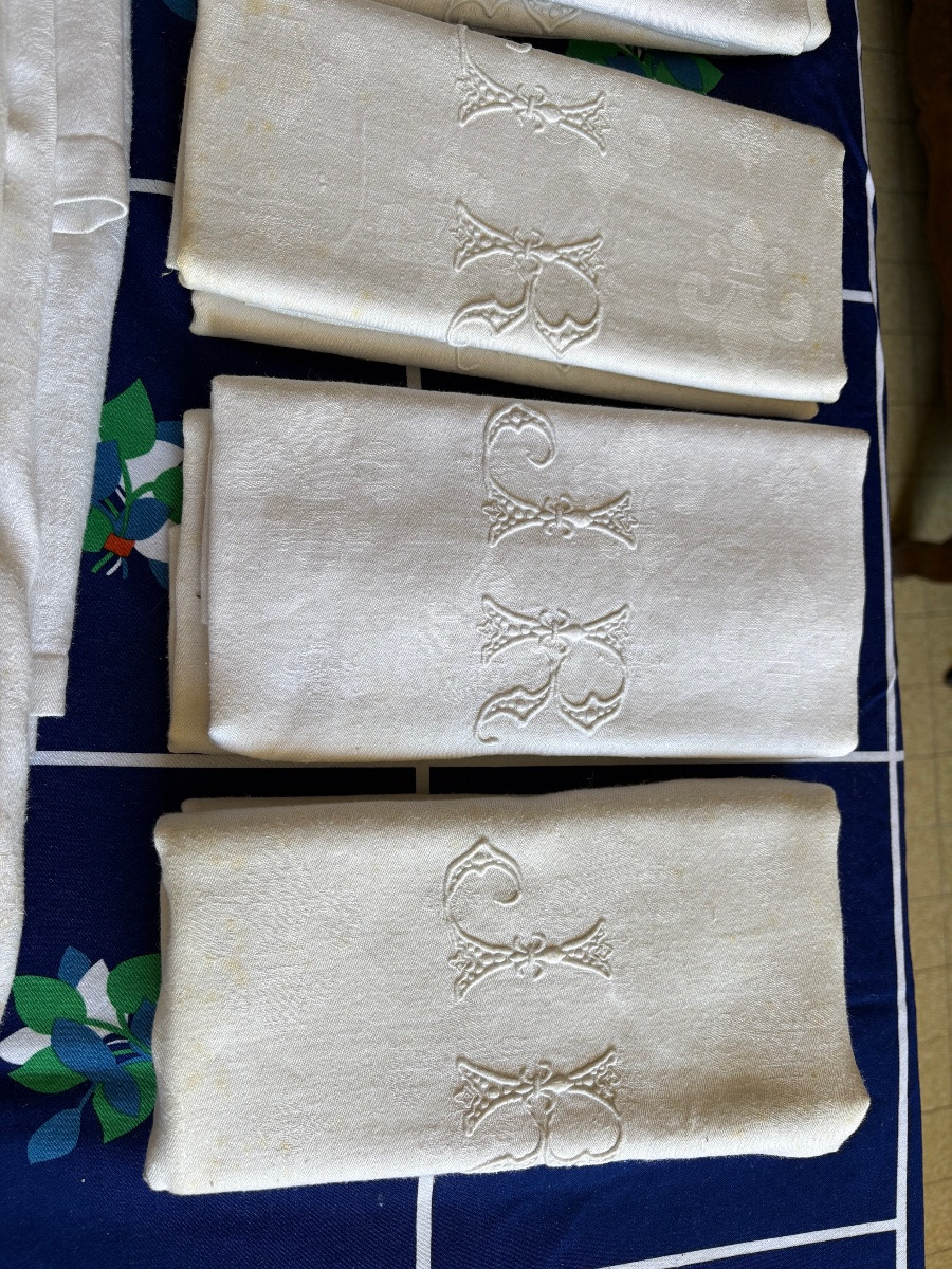 Service de table, ancien monogrammés, J. R. Époque 1950.-photo-4