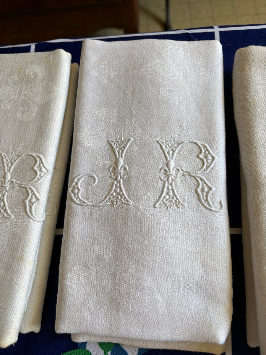Service de table, ancien monogrammés, J. R. Époque 1950.-photo-7