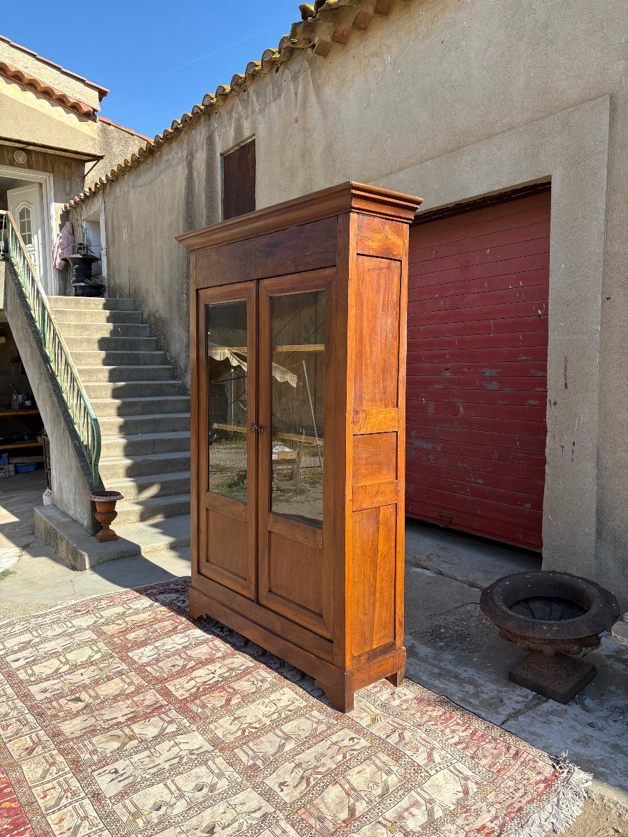 Bibliothèque, Louis-Philippe, en noyer d’époque XIXe siècle-photo-2