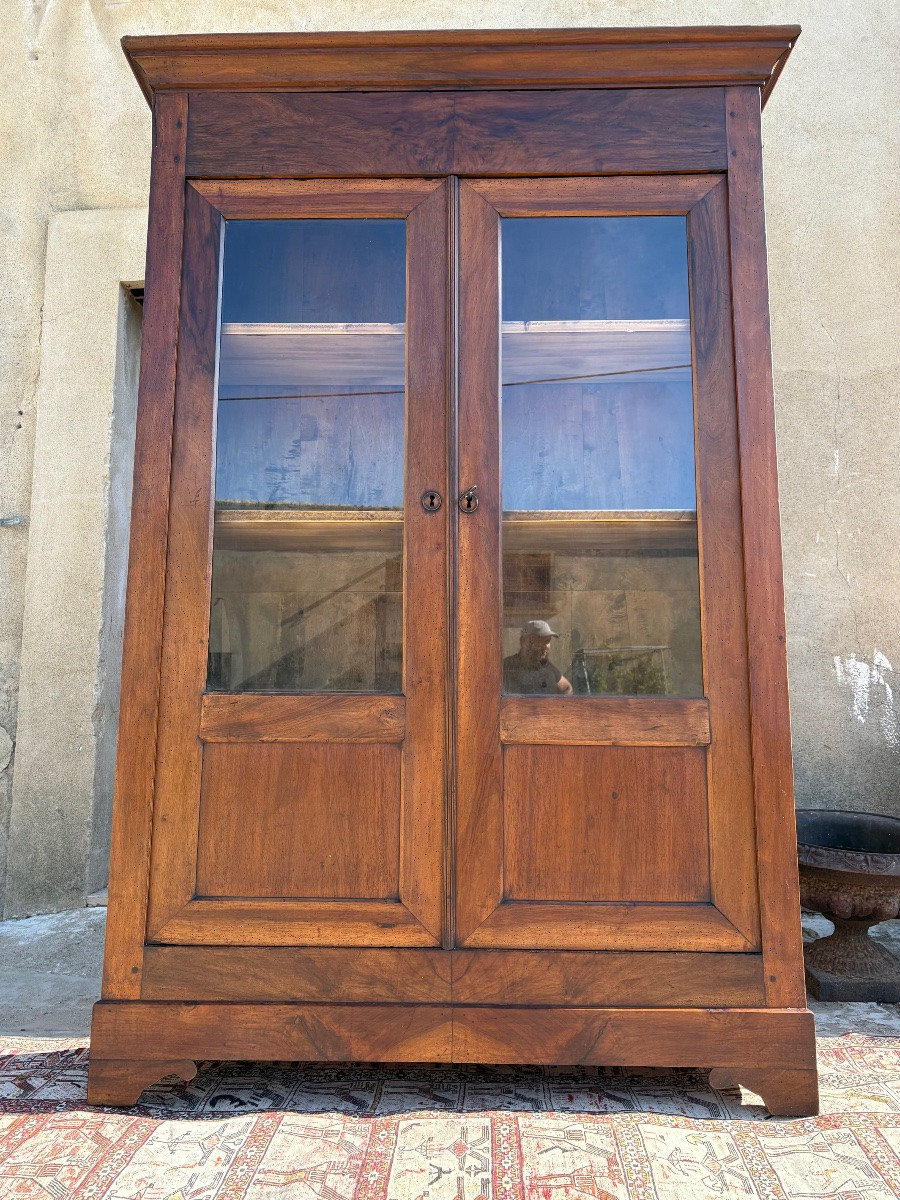 Bibliothèque, Louis-Philippe, en noyer d’époque XIXe siècle-photo-8
