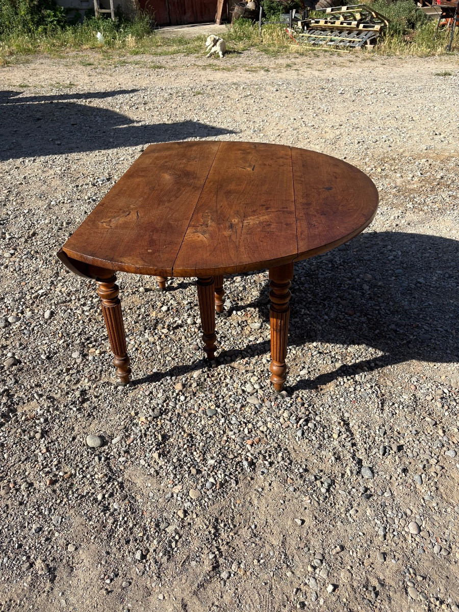 Table de salle à manger, 6 pieds en noyer Louis-Philippe d’époque XIXe siècle-photo-2