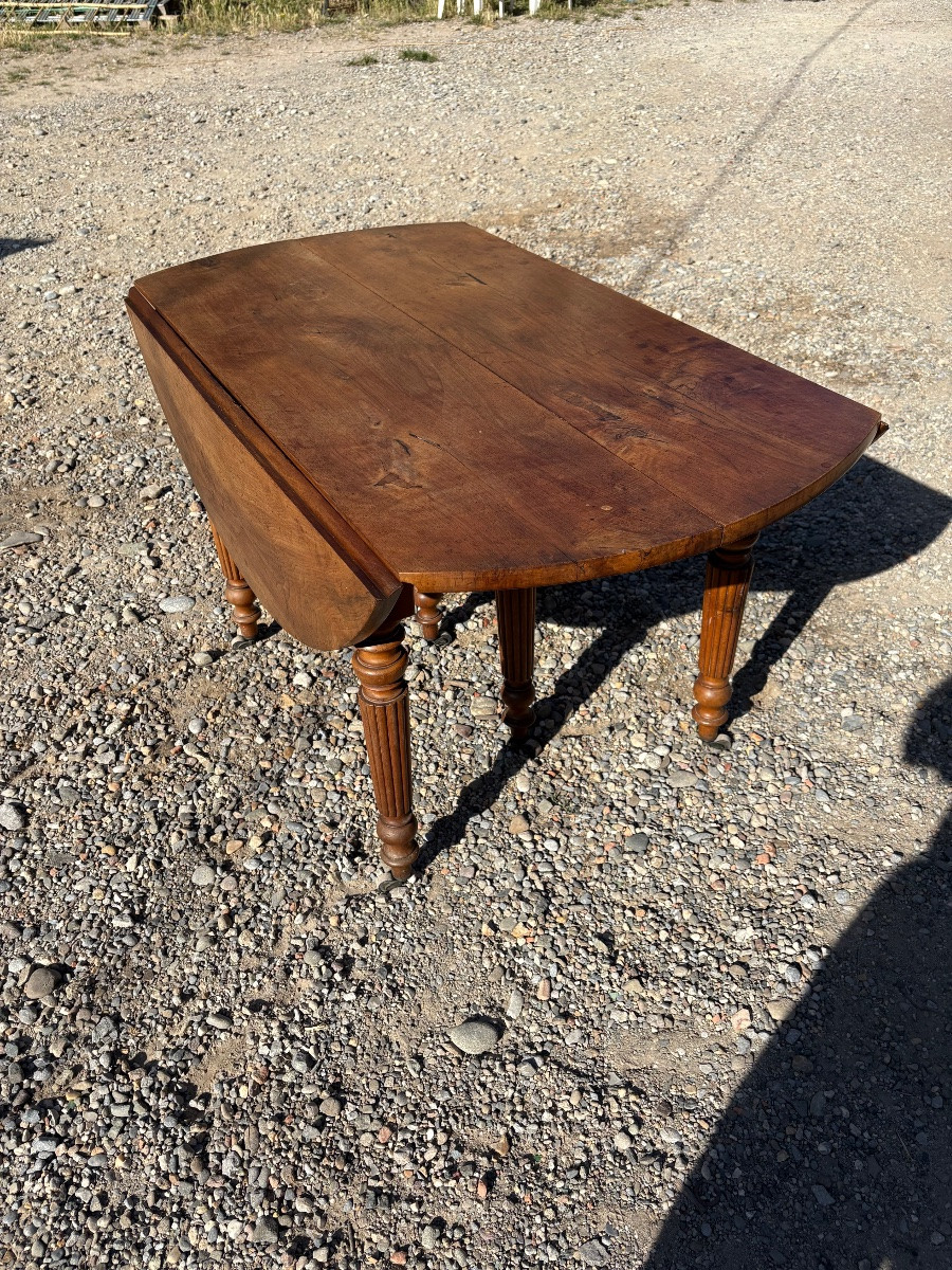 Table de salle à manger, 6 pieds en noyer Louis-Philippe d’époque XIXe siècle-photo-3