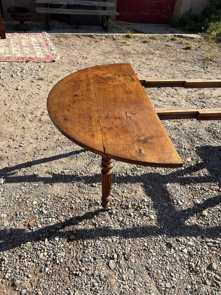 Table de salle à manger, 6 pieds en noyer Louis-Philippe d’époque XIXe siècle-photo-1