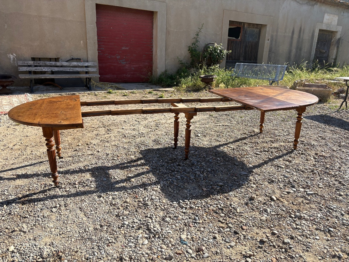 Table de salle à manger, 6 pieds en noyer Louis-Philippe d’époque XIXe siècle-photo-2