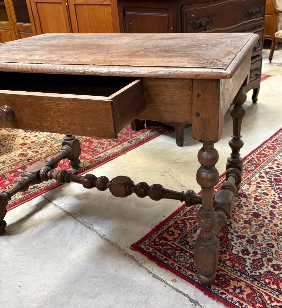 Louis XIII Oak Desk, 19th Century-photo-2