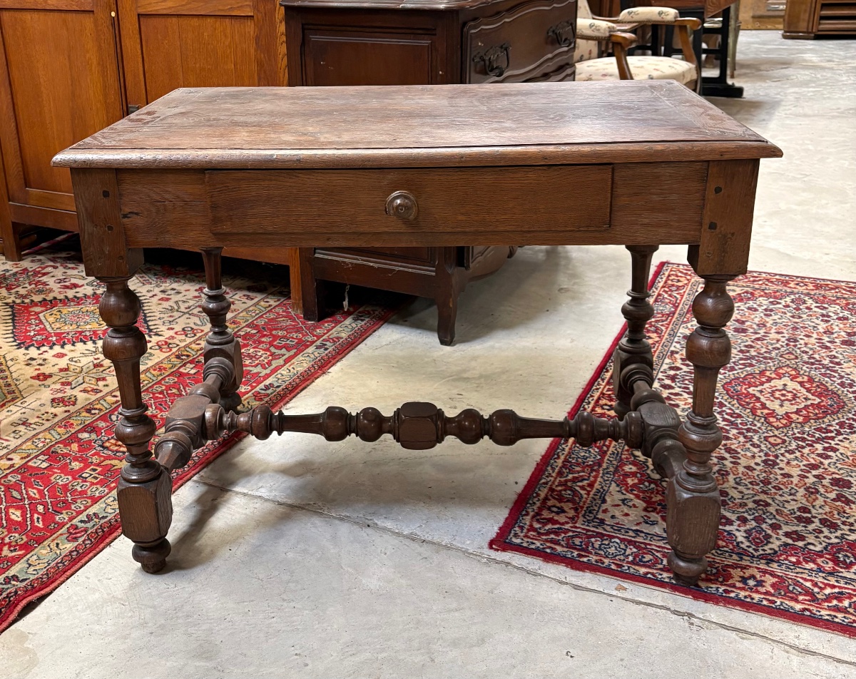 Louis XIII Oak Desk, 19th Century-photo-2