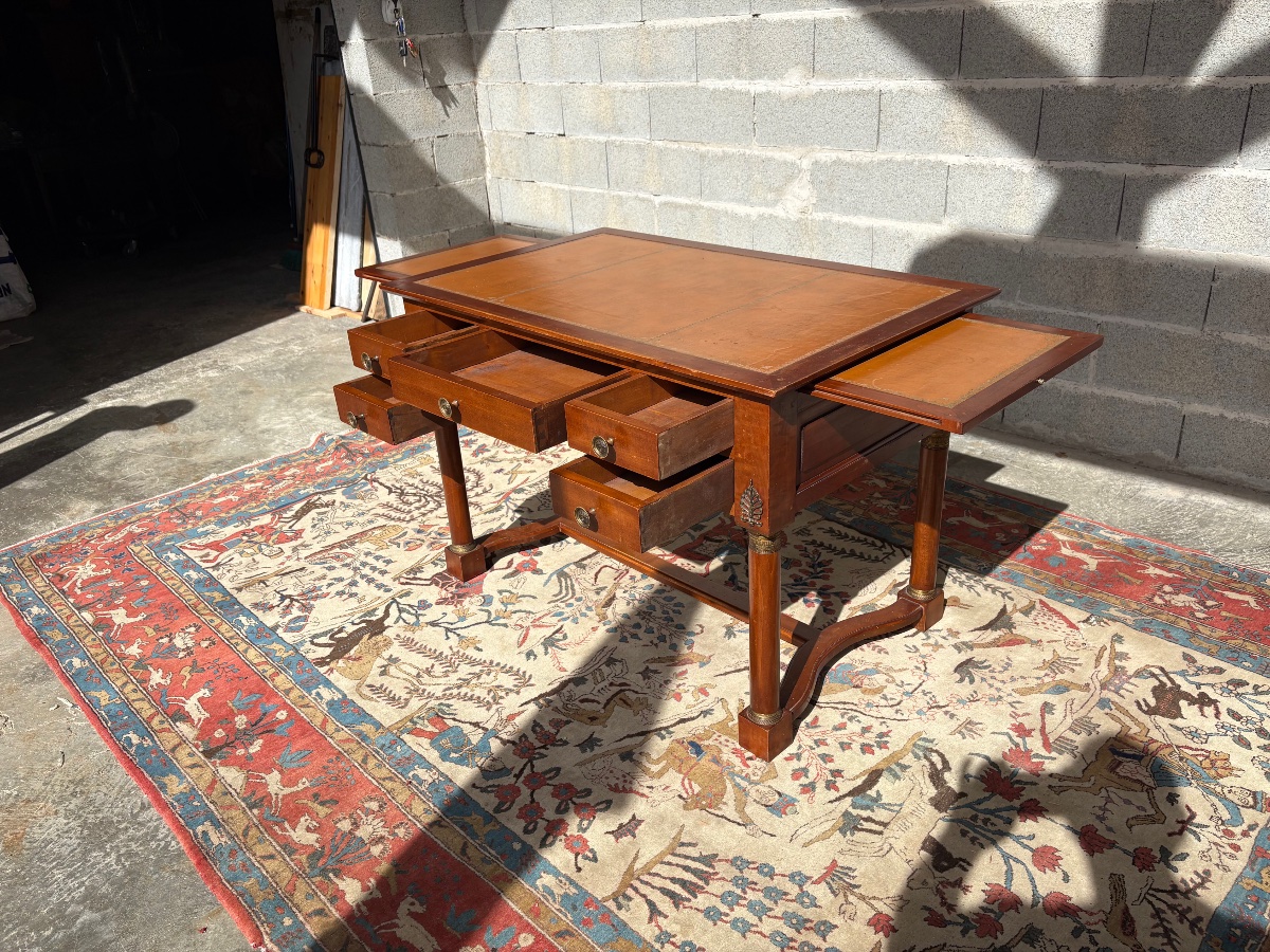 Bureau, plat en acajou, empire, époque vers 1900-photo-4