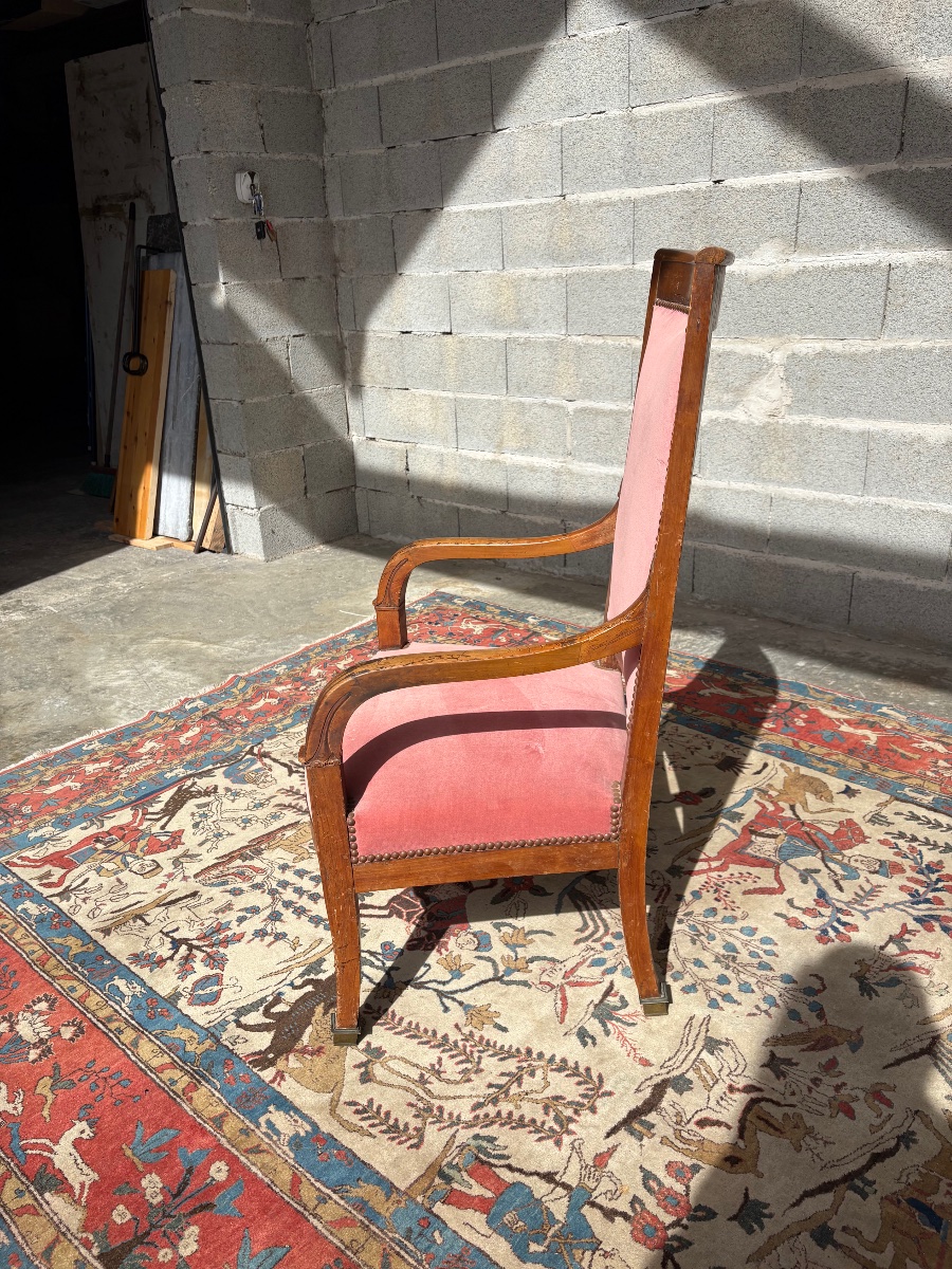 Fauteuil d’époque, empire en merisier, massif d’époque XIXe siècle-photo-2