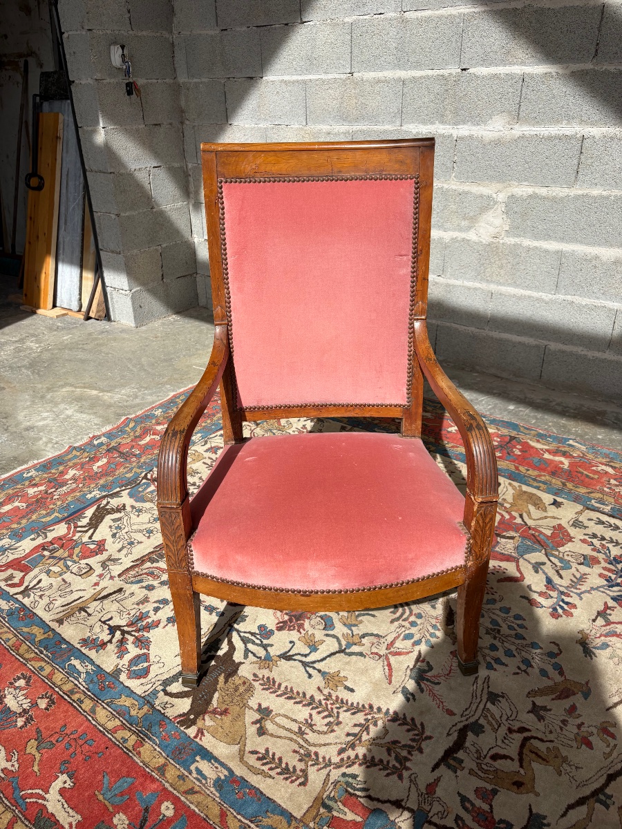 Fauteuil d’époque, empire en merisier, massif d’époque XIXe siècle-photo-3