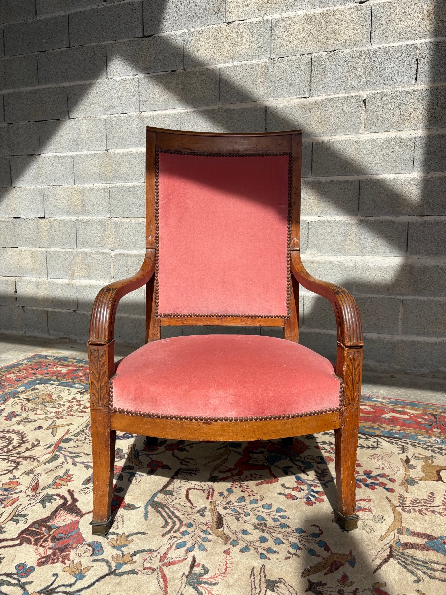 Fauteuil d’époque, empire en merisier, massif d’époque XIXe siècle-photo-4