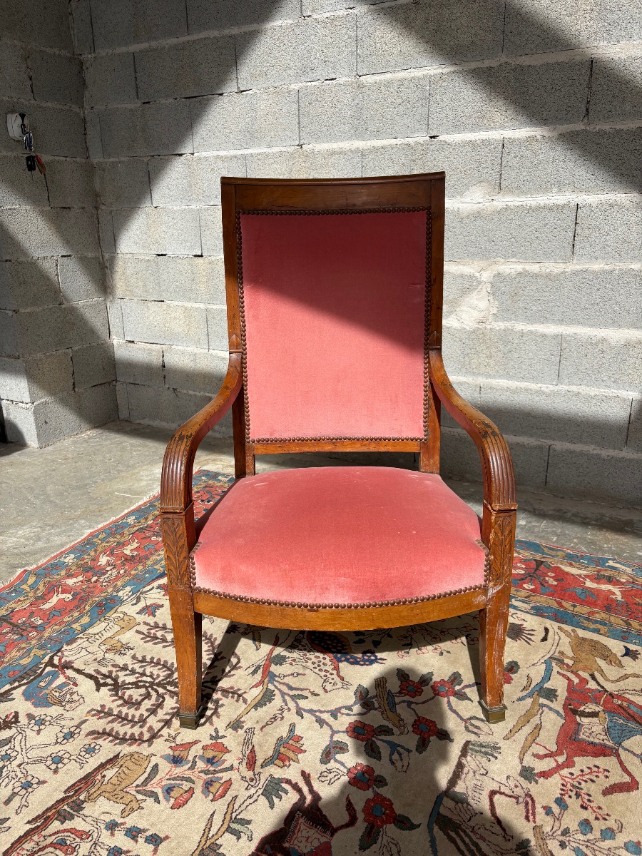 Fauteuil d’époque, empire en merisier, massif d’époque XIXe siècle-photo-2