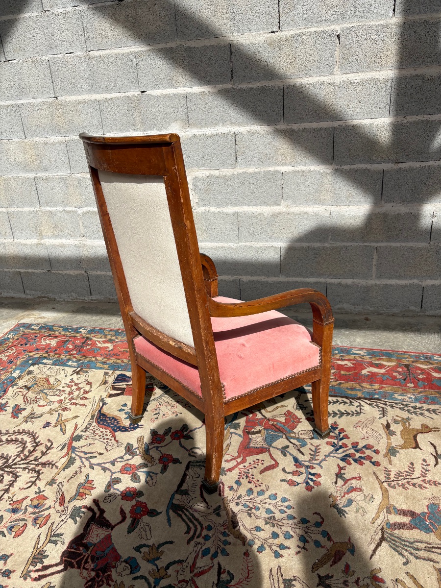 Fauteuil d’époque, empire en merisier, massif d’époque XIXe siècle-photo-3