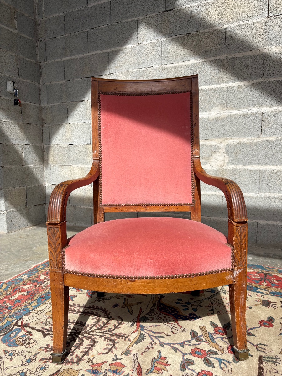 Fauteuil d’époque, empire en merisier, massif d’époque XIXe siècle-photo-5