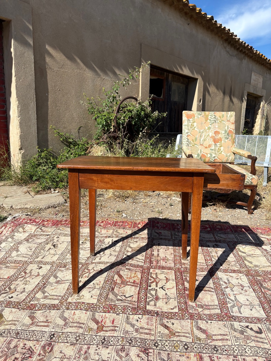 Table d’entre-deux, directoire en noyer d’époque XVIIIe siècle-photo-4