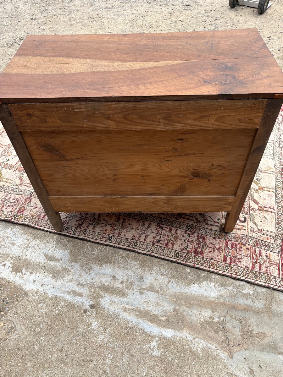 Empire Period Walnut Column Chest Of Drawers, 19th Century-photo-8