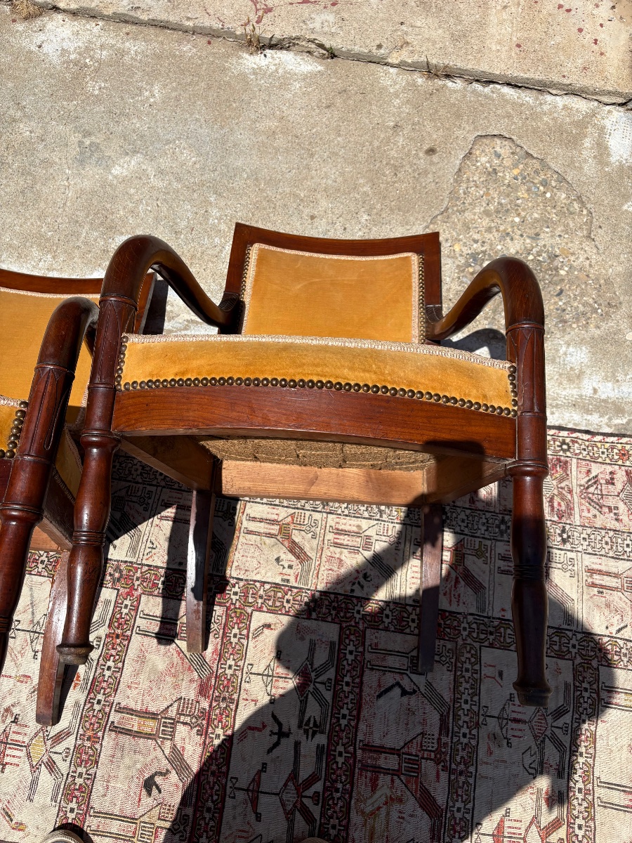 Paire de fauteuils d’époque, empire en acajou XIXe siècle-photo-2