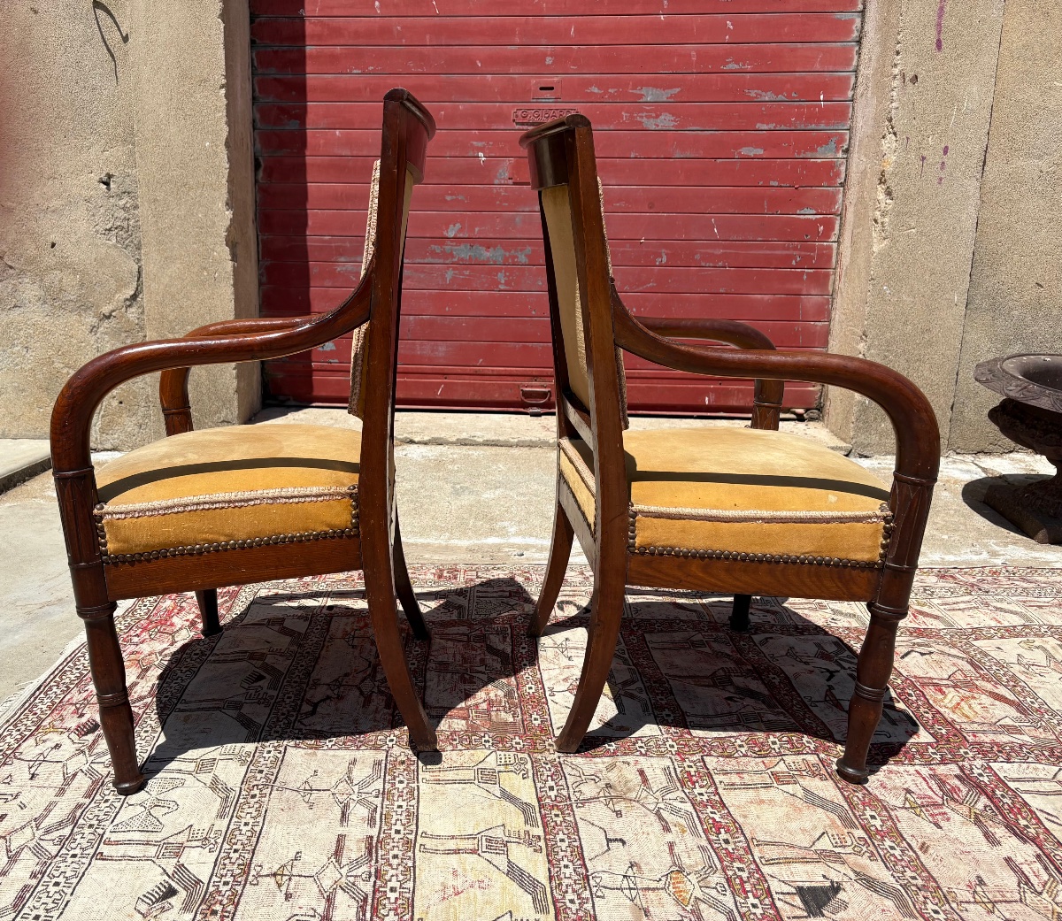 Paire de fauteuils d’époque, empire en acajou XIXe siècle-photo-4