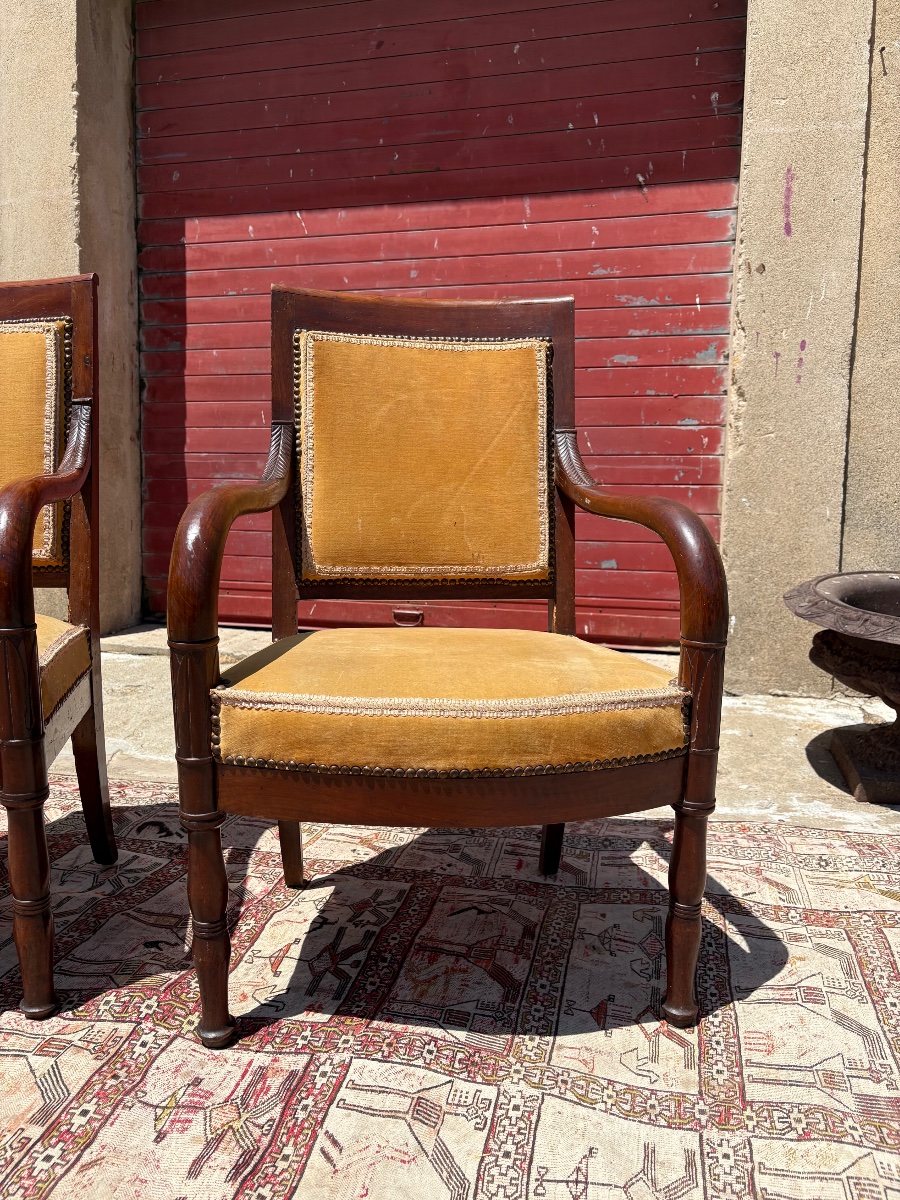 Paire de fauteuils d’époque, empire en acajou XIXe siècle-photo-2
