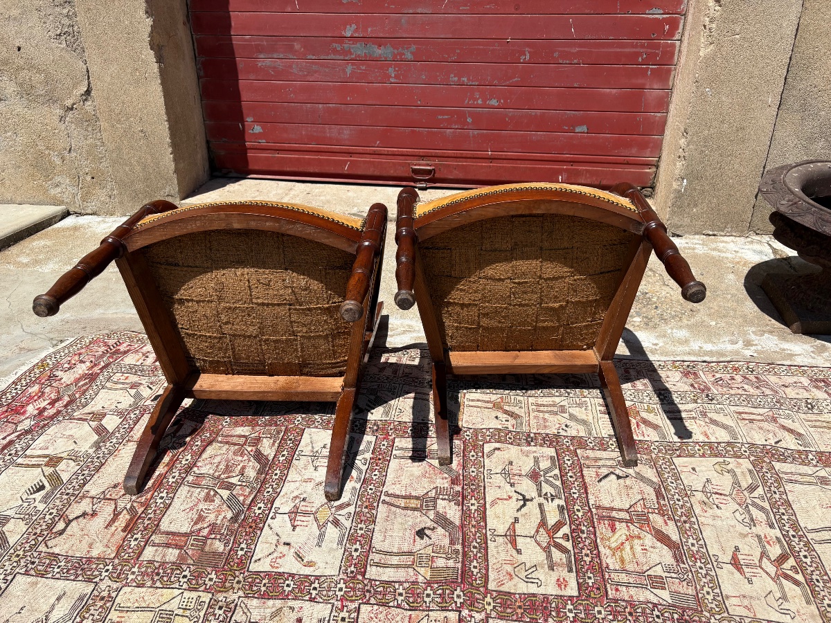 Paire de fauteuils d’époque, empire en acajou XIXe siècle-photo-3