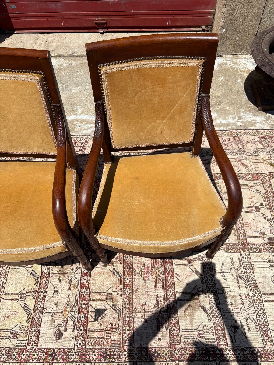 Paire de fauteuils d’époque, empire en acajou XIXe siècle-photo-4