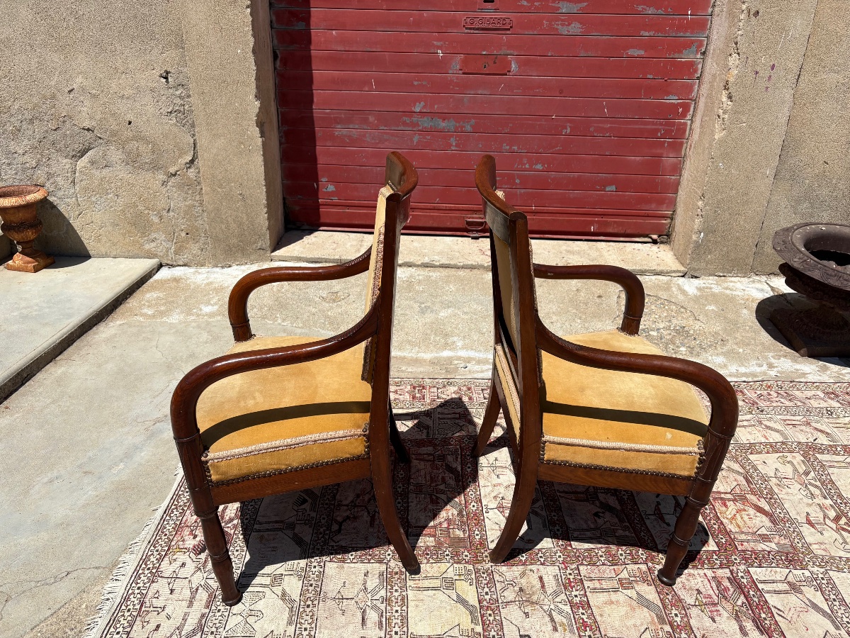 Paire de fauteuils d’époque, empire en acajou XIXe siècle-photo-5