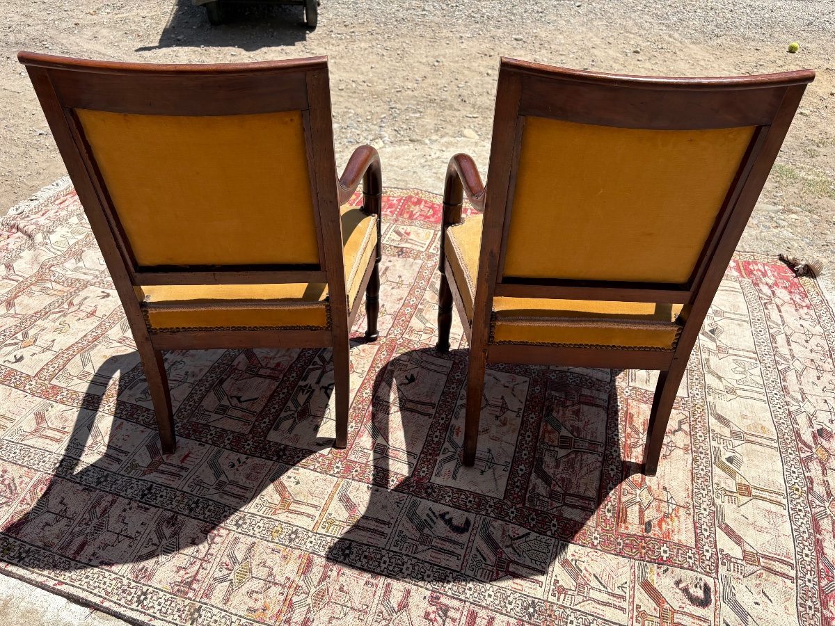 Paire de fauteuils d’époque, empire en acajou XIXe siècle-photo-7
