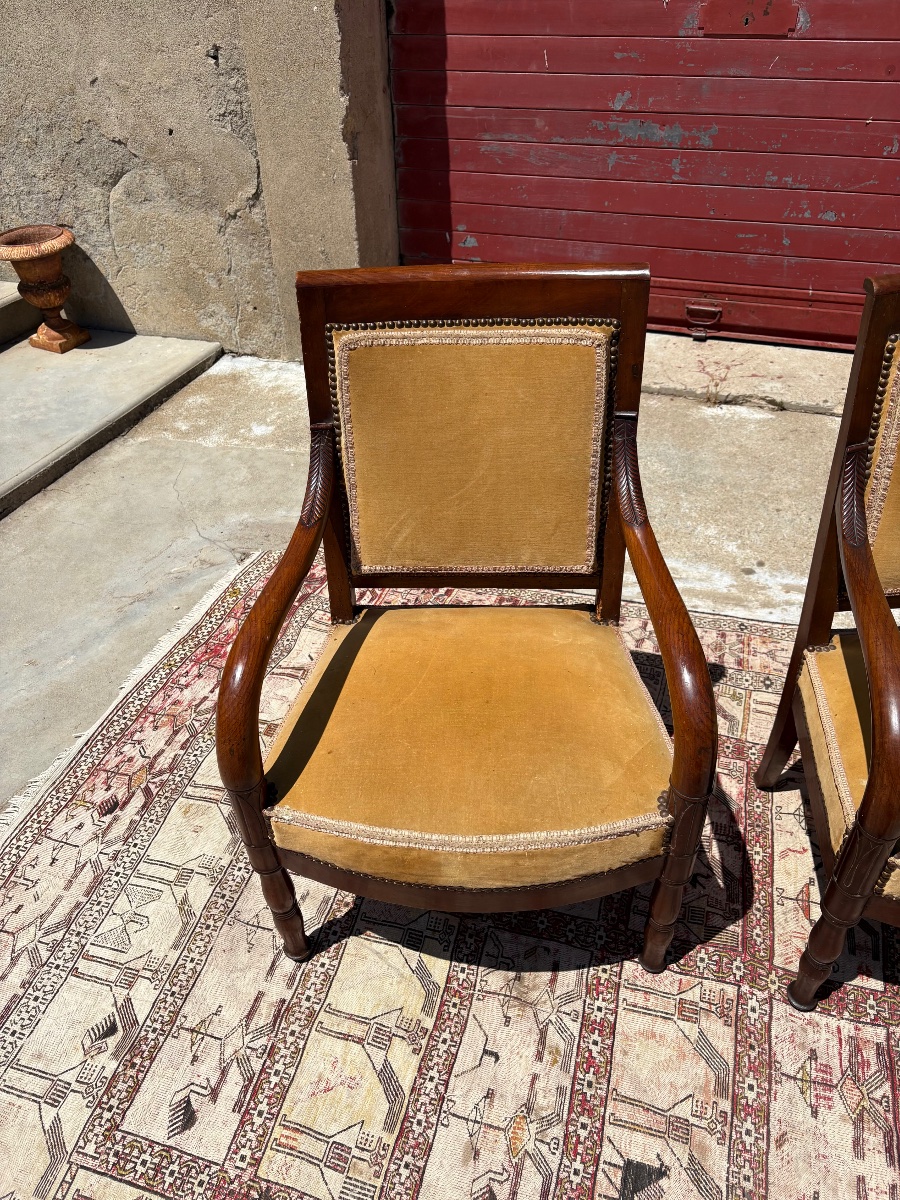 Paire de fauteuils d’époque, empire en acajou XIXe siècle-photo-8
