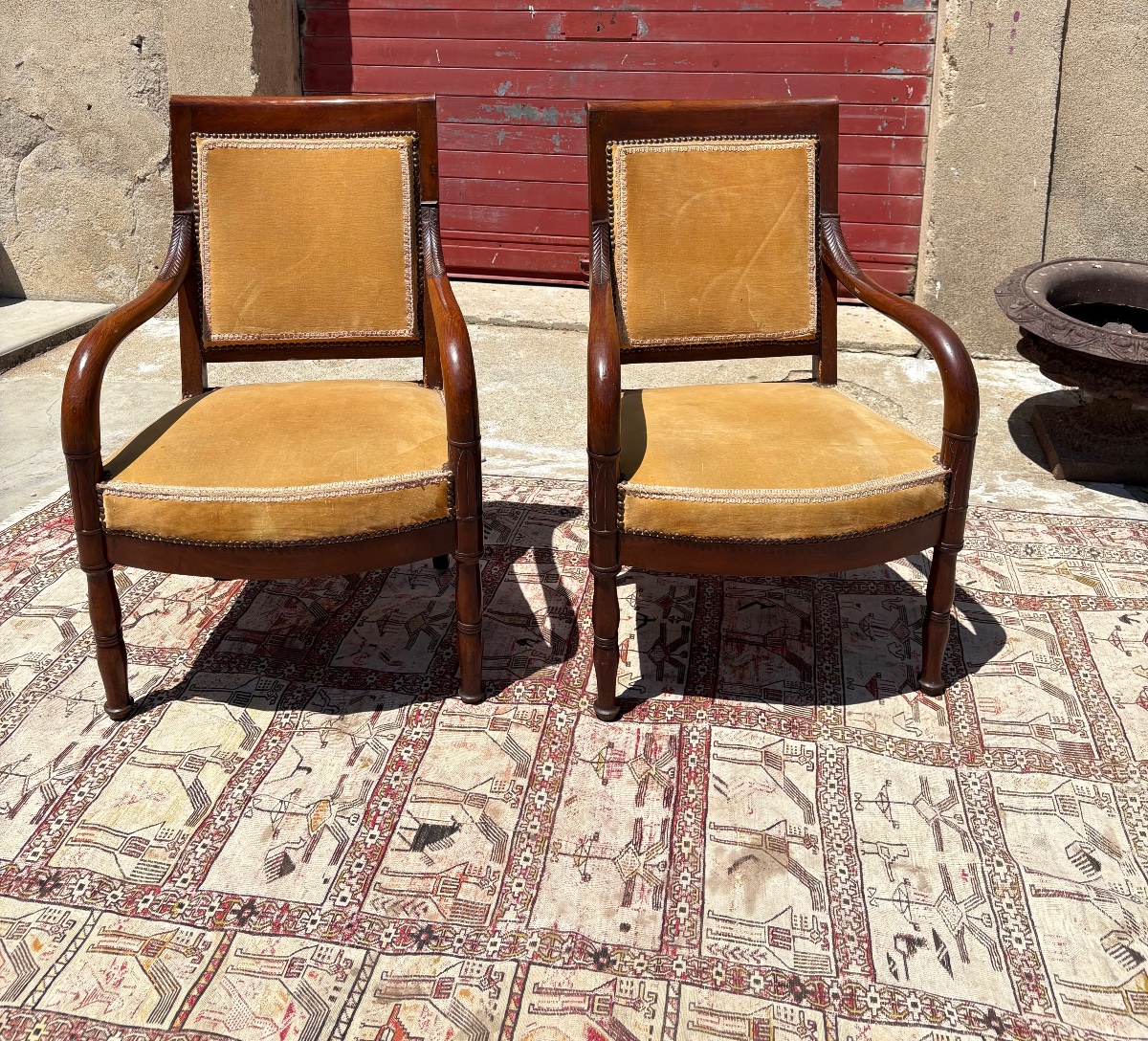 Paire de fauteuils d’époque, empire en acajou XIXe siècle