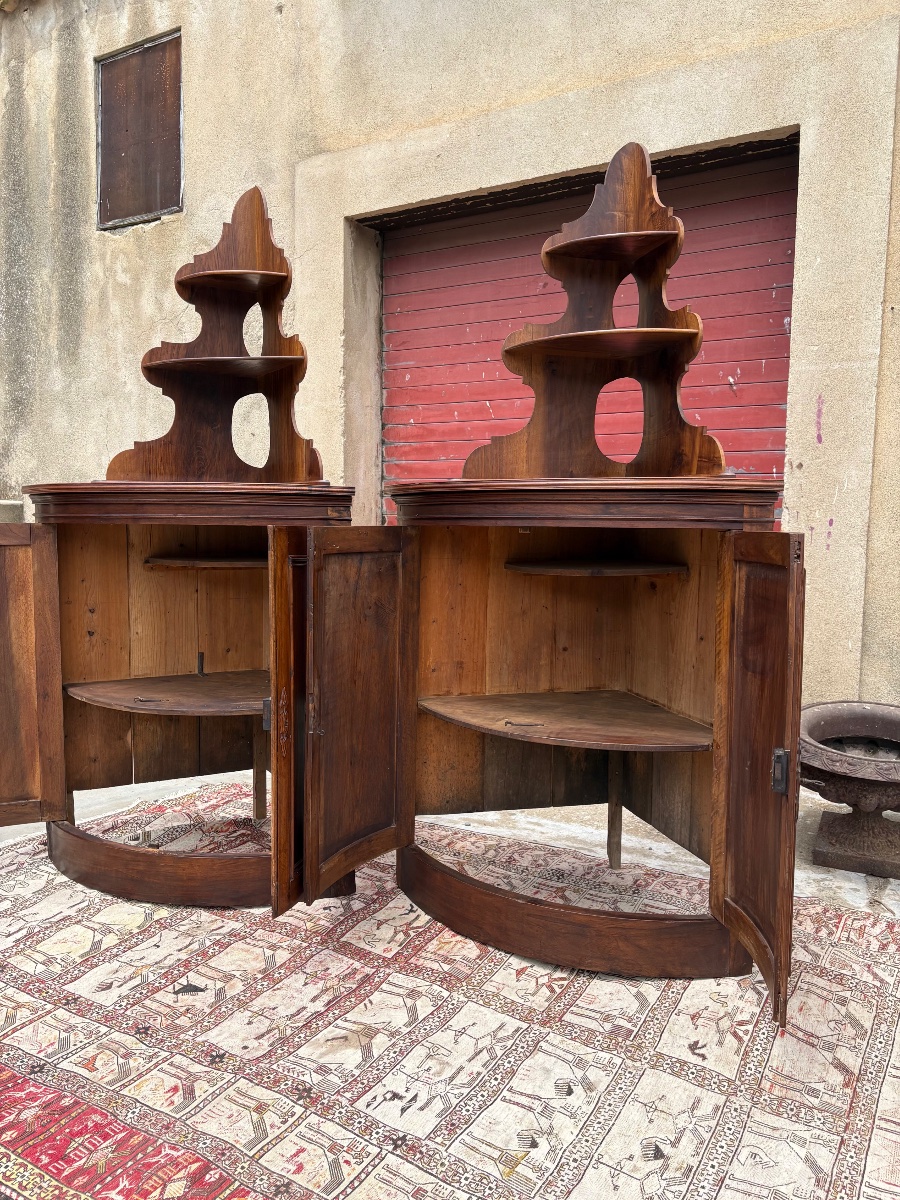 Paire  d’encoignures Galbees restauration époque XIXe siècle-photo-1