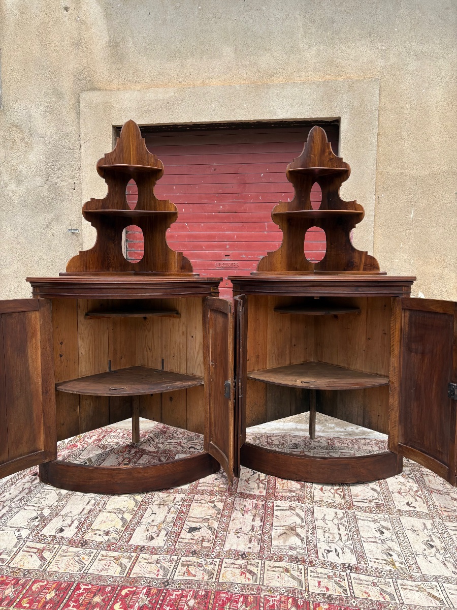 Paire  d’encoignures Galbees restauration époque XIXe siècle-photo-2