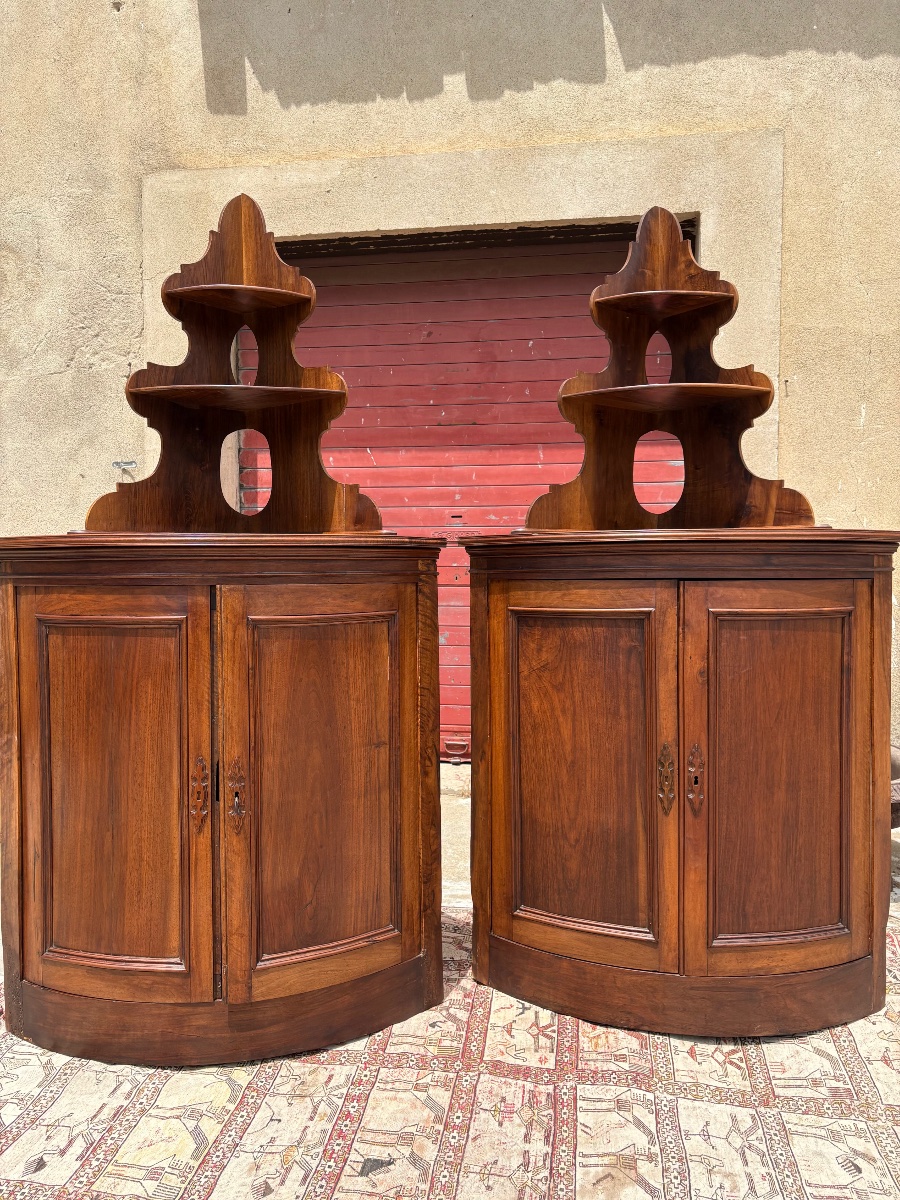 Paire  d’encoignures Galbees restauration époque XIXe siècle-photo-4