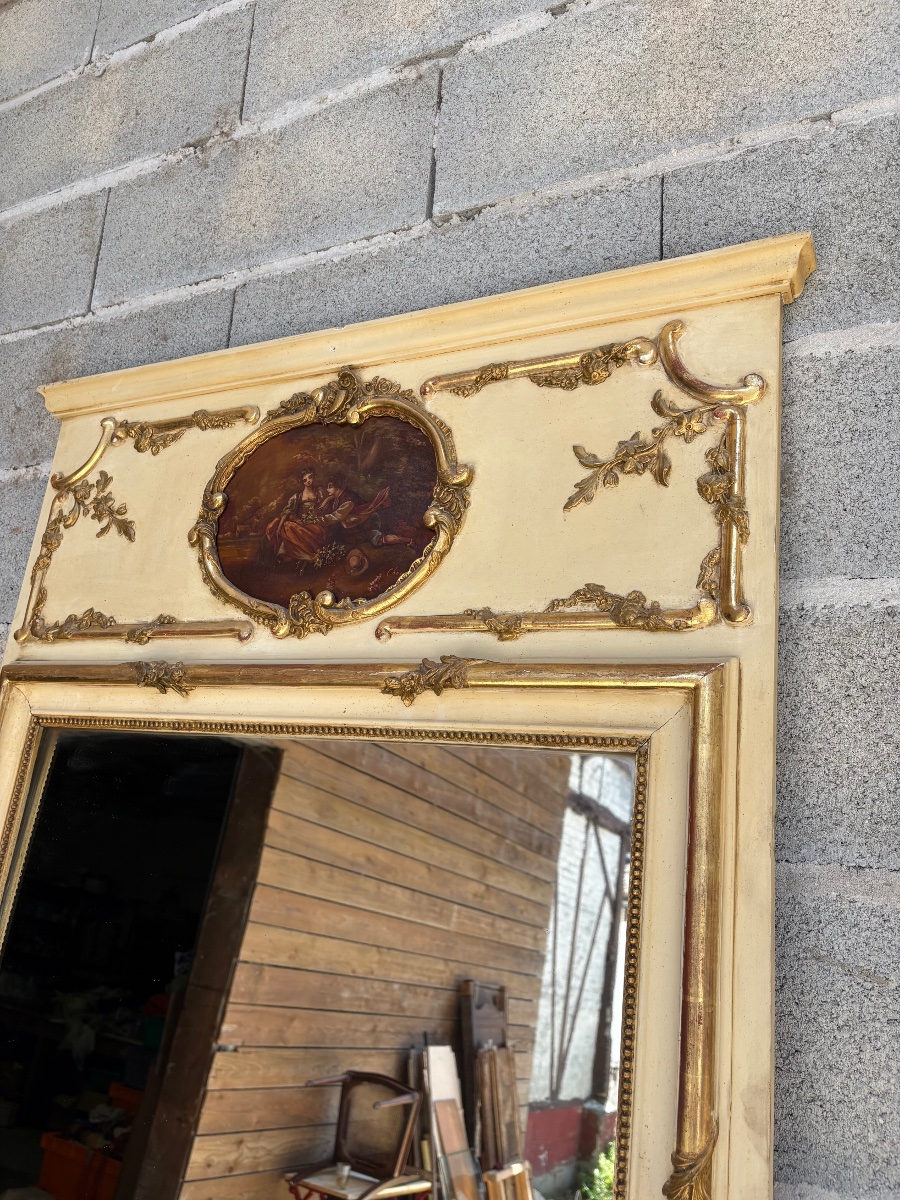 Trumeau Louis XVI, en bois doré d’époque XVIIIe siècle-photo-2