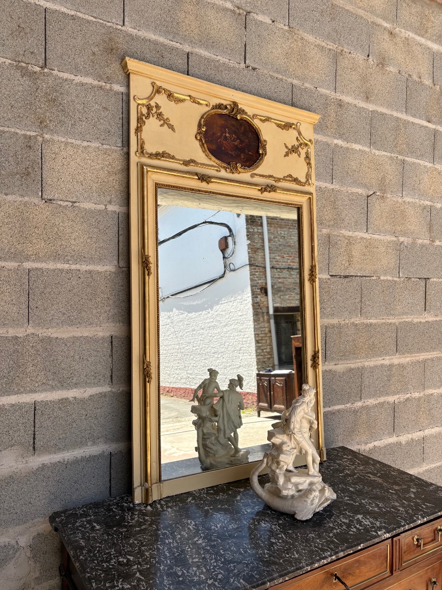 Trumeau Louis XVI, en bois doré d’époque XVIIIe siècle-photo-4