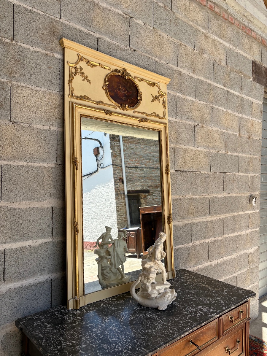 Trumeau Louis XVI, en bois doré d’époque XVIIIe siècle-photo-7