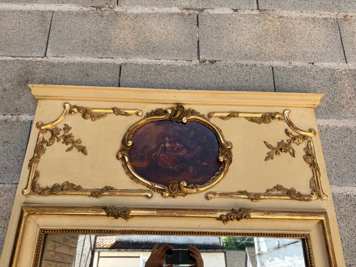 Trumeau Louis XVI, en bois doré d’époque XVIIIe siècle-photo-8