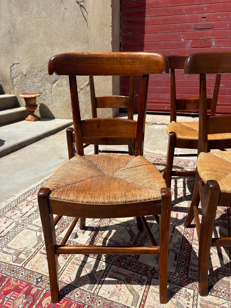 Suite de six chaises, restauration en acajou d’époque XIXe siècle-photo-3