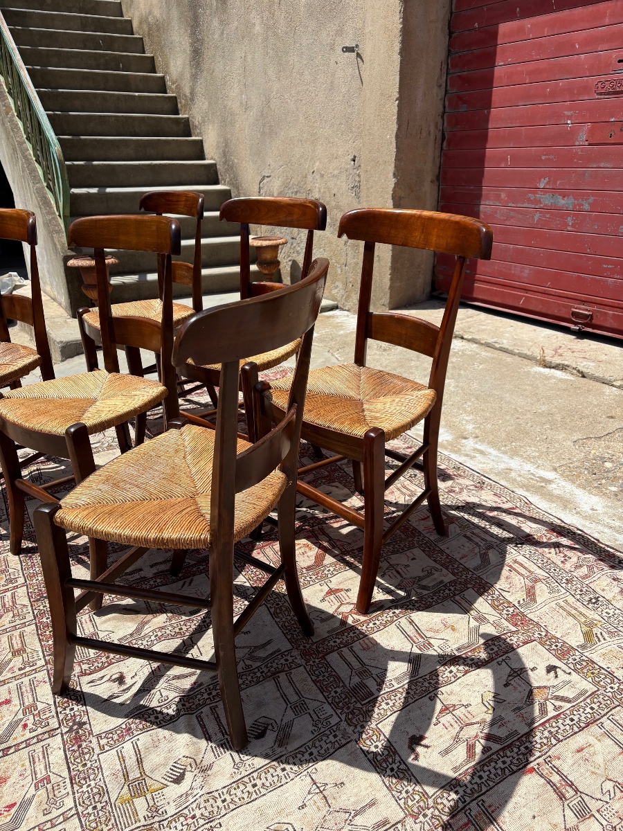Suite de six chaises, restauration en acajou d’époque XIXe siècle-photo-2