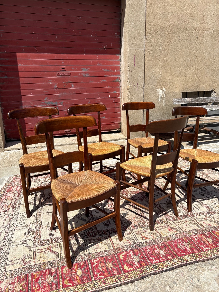 Suite de six chaises, restauration en acajou d’époque XIXe siècle-photo-1