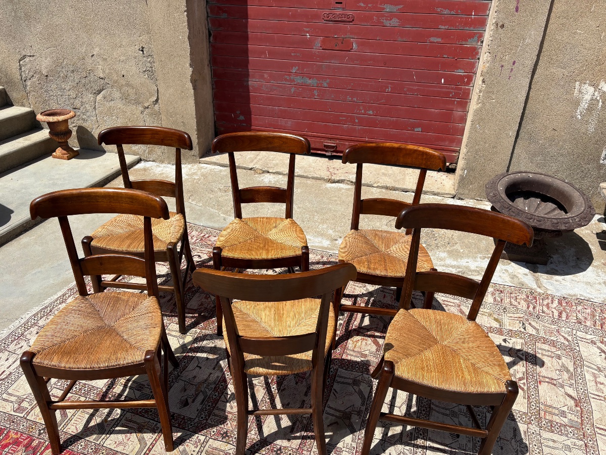 Suite de six chaises, restauration en acajou d’époque XIXe siècle-photo-2