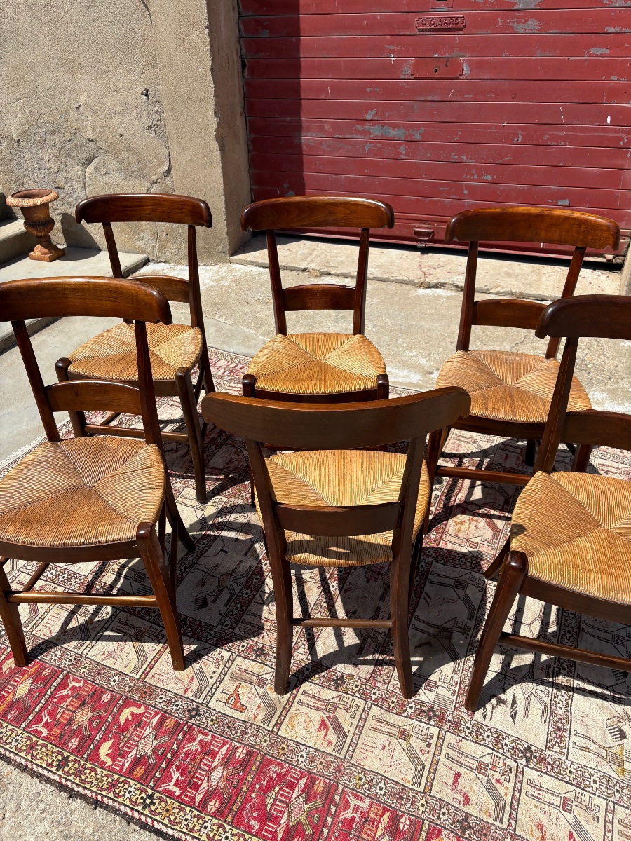 Suite de six chaises, restauration en acajou d’époque XIXe siècle-photo-3