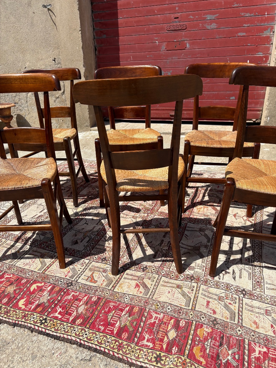 Suite de six chaises, restauration en acajou d’époque XIXe siècle-photo-4