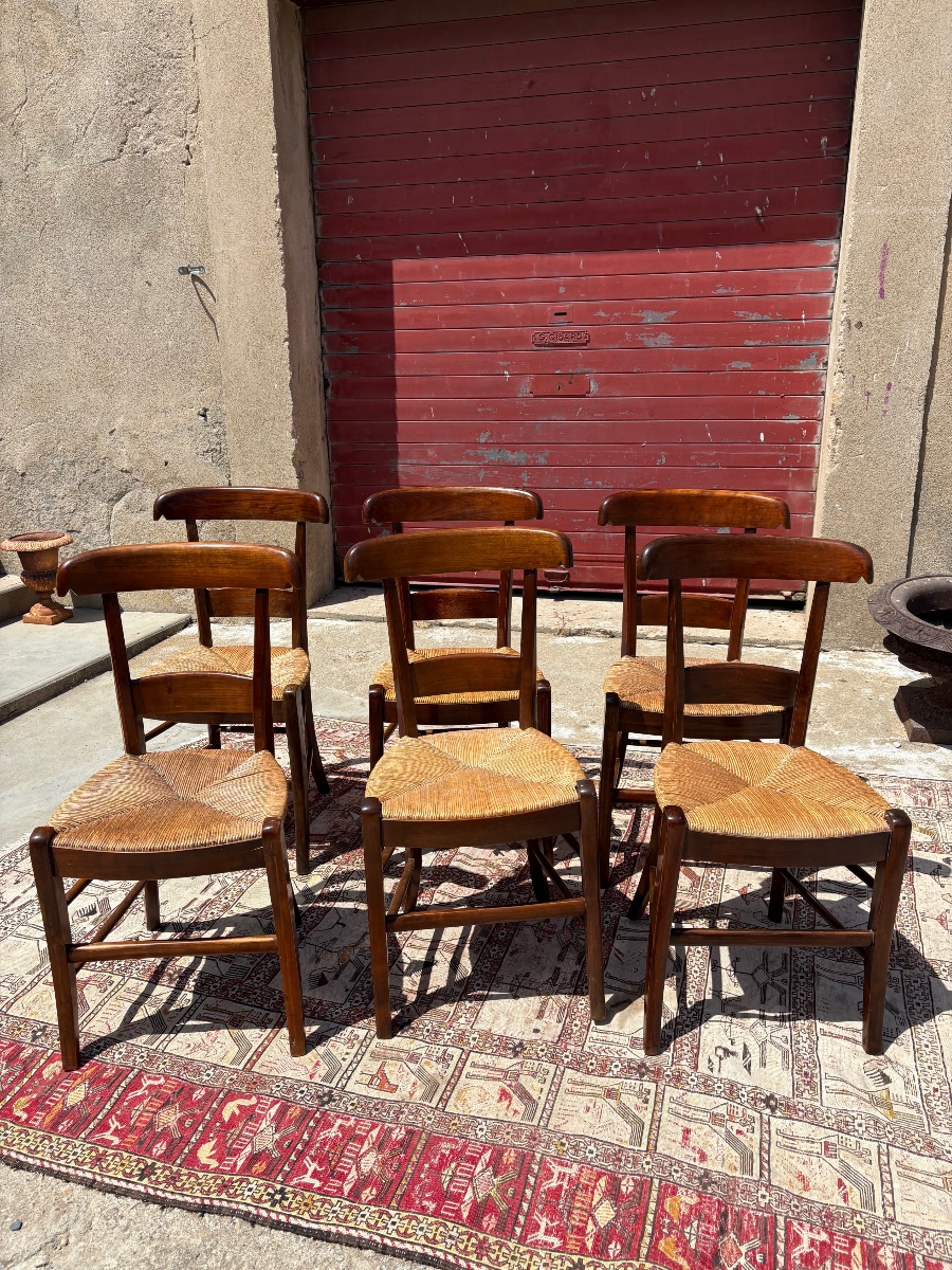 Suite de six chaises, restauration en acajou d’époque XIXe siècle-photo-8
