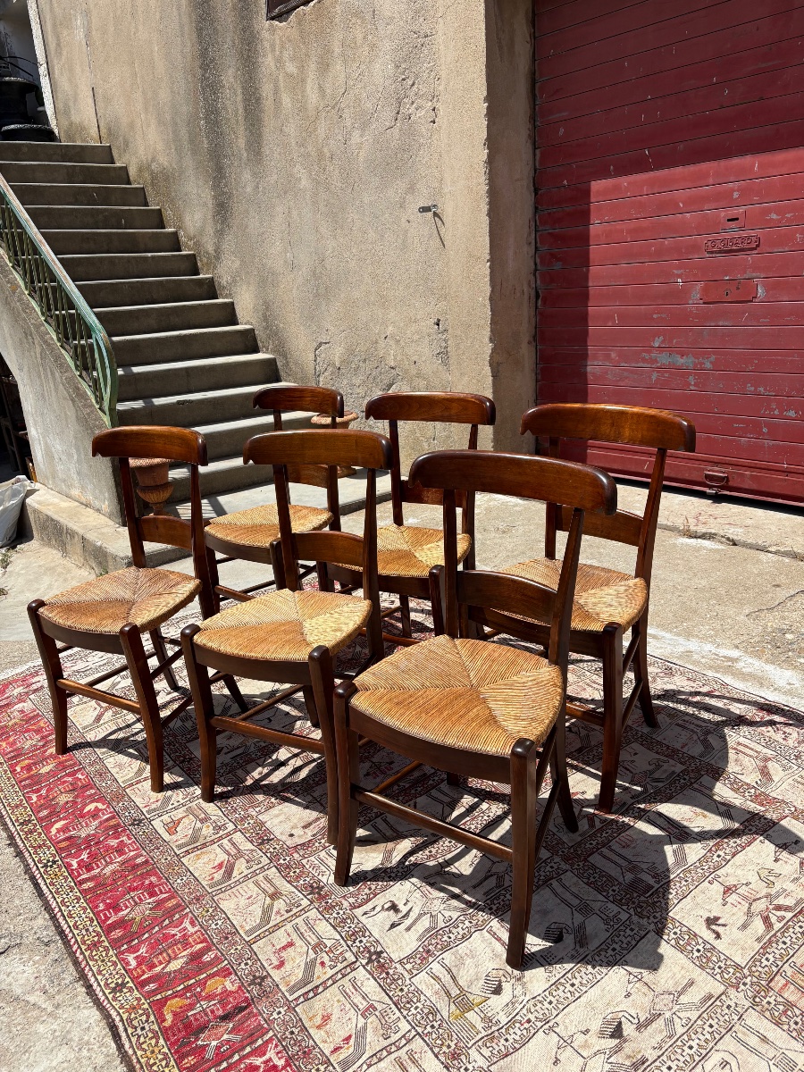 Suite de six chaises, restauration en acajou d’époque XIXe siècle