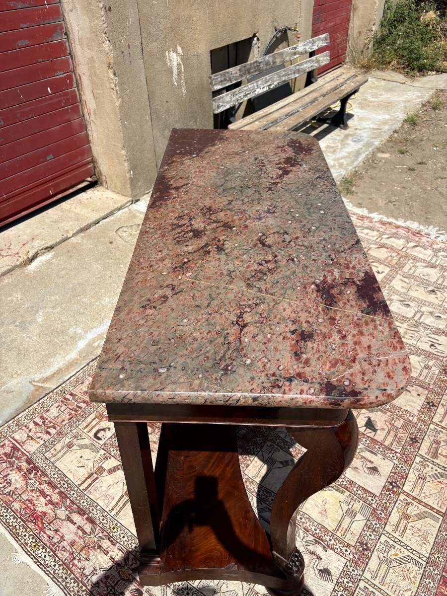 Console Table, Restored In 19th-century Mahogany-photo-3