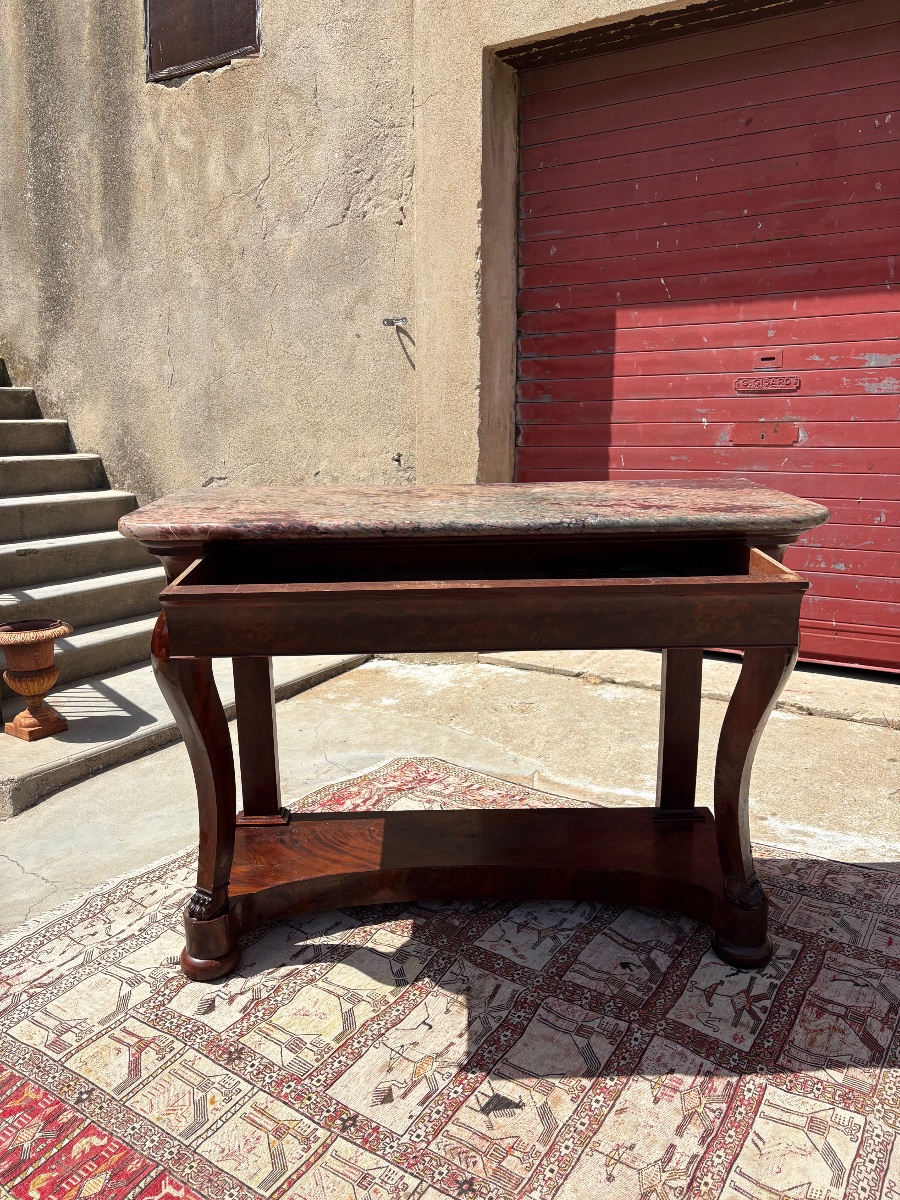 Console Table, Restored In 19th-century Mahogany-photo-1
