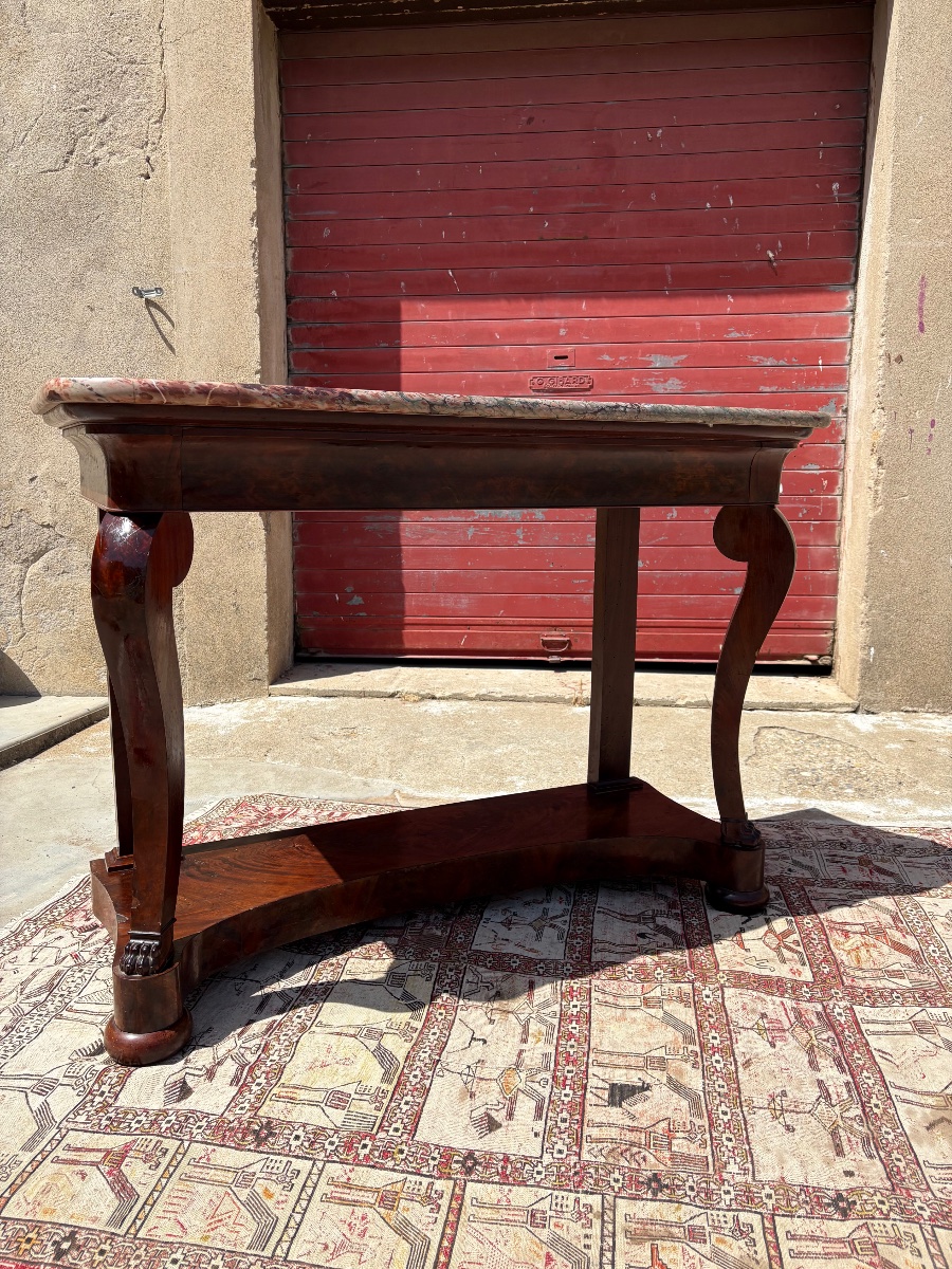 Console Table, Restored In 19th-century Mahogany-photo-2