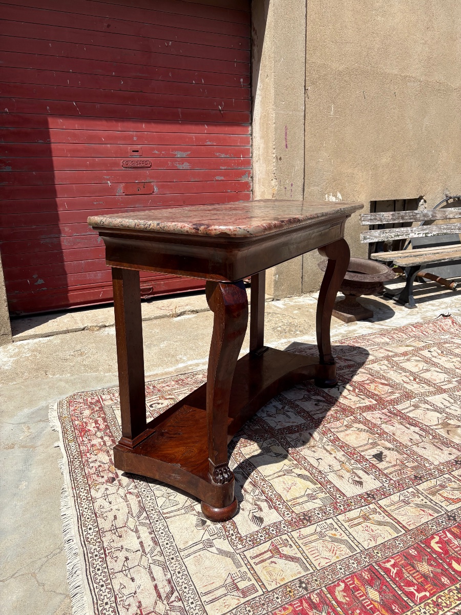 Console Table, Restored In 19th-century Mahogany-photo-4