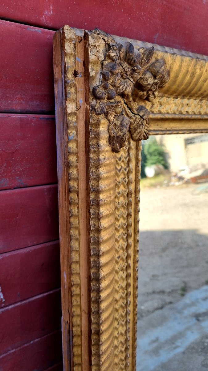 Miroir de cheminée Louis XVI en bois doré, xVIIIe siècle-photo-1