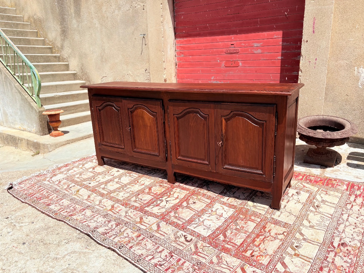 Louis XV Sideboard, Made Of Oak, With Four Doors, Dating From The 18th Century